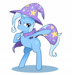 Size: 2010x2085 | Tagged: safe, artist:akainu_pony, imported from derpibooru, trixie, pony, bipedal, female, grin, simple background, smiling, solo