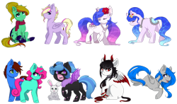 Size: 1700x1000 | Tagged: safe, artist:silentwulv, imported from derpibooru, oc, oc only, earth pony, original species, pegasus, pond pony, rabbit, unicorn, clothes, scarf