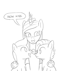 Size: 600x600 | Tagged: safe, artist:unsavorydom, imported from derpibooru, princess cadance, gay, implied anon, implied transformation, lineart, male, monochrome, now kiss, princess of shipping, shipper on deck, shipping