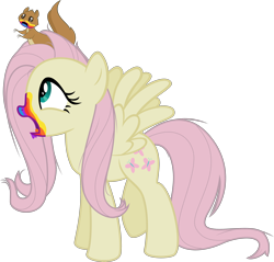 Size: 3140x3000 | Tagged: safe, artist:sollace, imported from derpibooru, fluttershy, pony, squirrel, zombie, 28 pranks later, .svg available, cookie zombie, open mouth, rainbow muzzle, show accurate, simple background, transparent background, vector