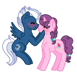 Size: 2048x2048 | Tagged: safe, artist:ivybrush, imported from derpibooru, night glider, sugar belle, pony, blushing, female, lesbian, mare, shipping, sugarglider