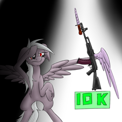 Size: 2000x2000 | Tagged: safe, artist:steel-breeze, imported from derpibooru, oc, oc only, pegasus, pony, ak-74m, alicorn wings, horn, wat