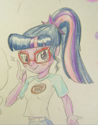 Size: 480x611 | Tagged: safe, artist:dadss_rootbeer, imported from derpibooru, sci-twi, twilight sparkle, equestria girls, legend of everfree, female, solo, traditional art