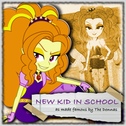 Size: 1080x1080 | Tagged: safe, artist:joeycrick, artist:missgoldendragon, imported from derpibooru, adagio dazzle, equestria girls, rainbow rocks, album cover, music, new kid in school, the donnas