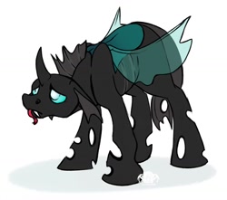 Size: 1280x1132 | Tagged: safe, artist:irishthorns, imported from derpibooru, thorax, changeling, the times they are a changeling, male, sad, solo, tongue out