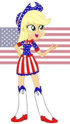 Size: 720x1280 | Tagged: safe, artist:tsundra, imported from derpibooru, applejack, equestria girls, amerijack, boots, clothes, cowboy hat, female, freckles, hat, patriotic, patriotism, shoes, simple background, skirt, solo, stetson, transparent background, united states