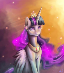 Size: 2200x2500 | Tagged: safe, artist:alina-sherl, imported from derpibooru, twilight sparkle, alicorn, pony, beautiful, ethereal mane, female, jewelry, mare, older, peytral, regalia, solo, starry mane, tiara, twilight sparkle (alicorn), ultimate twilight