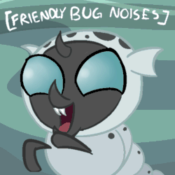 Size: 500x500 | Tagged: safe, artist:creepycurse, imported from derpibooru, thorax, changeling, changeling larva, the times they are a changeling, animated, cute, cute bug noises, descriptive noise, fangs, gif, grub, happy, hoofy-kicks, larva, male, meme, open mouth, smiling, solo, thorabetes