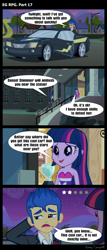 Size: 1288x3000 | Tagged: safe, artist:bredgroup, imported from derpibooru, flash sentry, twilight sparkle, comic:eg rpg, equestria girls, equestria girls (movie), car, chevrolet camaro, comic, fall formal outfits, flash sentry's car, grand theft auto, screencap comic, twilight ball dress, twilight sparkle (alicorn)