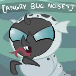 Size: 500x500 | Tagged: safe, artist:creepycurse, imported from derpibooru, thorax, changeling, changeling larva, the times they are a changeling, angry, angry horse noises, animated, blergh, descriptive noise, frown, gif, glare, grub, larva, male, meme, open mouth, solo, tongue out
