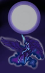 Size: 800x1280 | Tagged: safe, artist:thundersolar, imported from derpibooru, nightmare moon, female, flying, magic, moon, solo