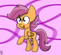 Size: 942x845 | Tagged: safe, artist:sugarcloud12, imported from derpibooru, scootaloo, female, open mouth, raised hoof, solo