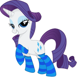 Size: 895x892 | Tagged: safe, artist:tabrony23, imported from derpibooru, rarity, pony, unicorn, clothes, female, mare, raised hoof, show accurate, smiling, socks, solo, striped socks