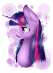 Size: 929x1272 | Tagged: safe, artist:clefficia, imported from derpibooru, twilight sparkle, bust, colored pupils, female, lineless, portrait, simple background, solo, white background