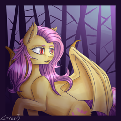 Size: 1100x1100 | Tagged: safe, artist:gree3, imported from derpibooru, fluttershy, bat pony, pony, female, flutterbat, race swap, solo