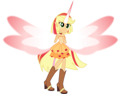 Size: 9399x7294 | Tagged: safe, artist:orin331, imported from derpibooru, applejack, equestria girls, absurd resolution, clothes, daydream shimmer, daydream-ified, dress, elf ears, female, high heel boots, old version, simple background, solo, transparent background, vector