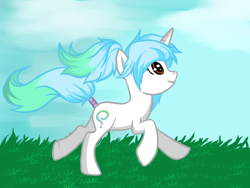 Size: 800x600 | Tagged: safe, artist:ichigomaru, imported from derpibooru, oc, oc only, pony, unicorn, cloud, grass