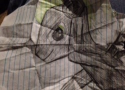 Size: 640x460 | Tagged: safe, artist:ambient beat, artist:erik grove, imported from derpibooru, oc, oc only, oc:ambient beat, headphones, lined paper, photo, picture, solo, traditional art