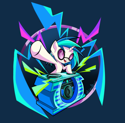 Size: 2031x1999 | Tagged: safe, artist:nickdallas, imported from derpibooru, dj pon-3, vinyl scratch, chibi, female, solo, turntable