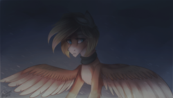 Size: 1366x768 | Tagged: safe, artist:orfartina, imported from derpibooru, oc, oc only, oc:rouly sky, pegasus, pony, solo