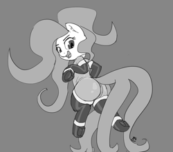 Size: 3370x2980 | Tagged: safe, artist:pabbley, imported from derpibooru, mane-iac, pony, 30 minute art challenge, female, monochrome, open mouth, simple background, solo, underhoof