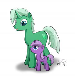 Size: 1112x1145 | Tagged: safe, artist:wdeleon, imported from derpibooru, oc, oc only, oc:emerald hues, pony, unicorn, father and daughter, female, filly, male