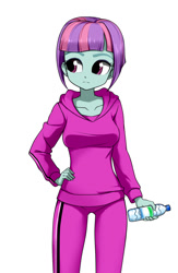 Size: 602x925 | Tagged: safe, artist:twilite-sparkleplz, imported from derpibooru, sunny flare, equestria girls, anime, clothes, pants, water bottle
