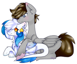 Size: 1512x1261 | Tagged: safe, artist:nyamune, imported from derpibooru, oc, oc only, oc:digital dusk, oc:star seeker, hippogriff, pony, male, straight