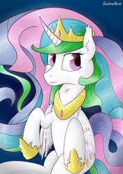 Size: 3507x4960 | Tagged: safe, artist:sentireaeris, imported from derpibooru, princess celestia, alicorn, pony, female, sitting, solo