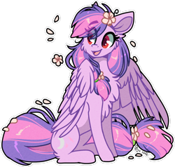 Size: 1050x998 | Tagged: safe, artist:tay-niko-yanuciq, artist:tenebristayga, imported from derpibooru, oc, oc only, oc:moonlight blossom, chest fluff, flower, simple background, solo, transparent background