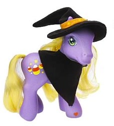 Size: 290x320 | Tagged: safe, imported from derpibooru, abra-ca-dabra, cape, clothes, g3, halloween, hat, irl, photo, solo, stock image, toy, witch hat