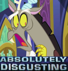 Size: 367x380 | Tagged: safe, edit, edited screencap, imported from derpibooru, screencap, discord, dungeons and discords, absolutely disgusting, cropped, expand dong, exploitable meme, gasp, male, meme, solo