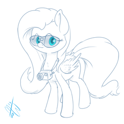 Size: 600x600 | Tagged: safe, artist:malwinters, imported from derpibooru, fluttershy, atg 2016, camera, newbie artist training grounds, sunglasses