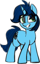 Size: 938x1518 | Tagged: safe, artist:anonpony1, artist:shinodage, color edit, edit, imported from derpibooru, oc, oc only, oc:sweet cakes, colored, colored sketch, happy, smiling, solo