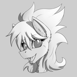 Size: 2000x2000 | Tagged: safe, artist:twotail813, imported from derpibooru, cloudchaser, bust, female, monochrome, portrait, rcf community, solo