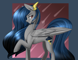 Size: 1024x791 | Tagged: safe, artist:noodlefreak88, imported from derpibooru, oc, oc only, oc:sunshine wonder, pegasus, pony, art trade, bedroom eyes, solo, two toned mane, watermark, youtuber