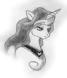 Size: 367x425 | Tagged: safe, artist:pixel-penguin-da, imported from derpibooru, princess luna, black and white, drawing, female, grayscale, luna is not amused, monochrome, pencil drawing, solo, traditional art