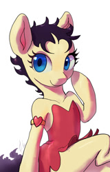 Size: 632x987 | Tagged: safe, artist:grissaecrim, artist:raikoh, imported from derpibooru, betty hoof, pony, semi-anthro, dungeons and discords, betty boop, clothes, dress, ponified, solo