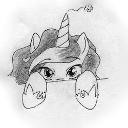 Size: 366x366 | Tagged: safe, artist:pixel-penguin-da, imported from derpibooru, princess luna, chibi, cute, female, filly, grayscale, lunabetes, monochrome, pencil drawing, solo, traditional art, woona