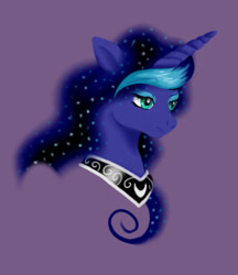 Size: 367x425 | Tagged: safe, artist:pixel-penguin-da, imported from derpibooru, princess luna, alicorn, pony, bust, colored, female, lidded eyes, luna is not amused, paint tool sai, portrait, recolor, simple background, solo