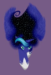 Size: 390x573 | Tagged: safe, artist:pixel-penguin-da, imported from derpibooru, princess luna, colored, colored sketch, digital art, female, paint tool sai, perspective, purple background, simple background, solo