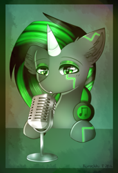 Size: 985x1441 | Tagged: safe, artist:kurochhi, imported from derpibooru, oc, oc only, pony, unicorn, microphone, solo