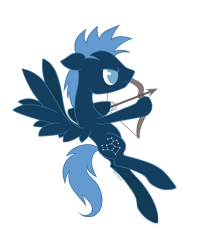 Size: 837x1000 | Tagged: safe, artist:rainspeak, imported from derpibooru, star hunter, archer, archery, arrow, background pony, bow (weapon), bow and arrow, flying, solo, weapon