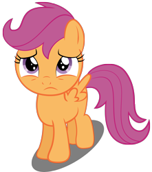 Size: 3000x3400 | Tagged: safe, artist:spellboundcanvas, imported from derpibooru, scootaloo, the cart before the ponies, female, sad, simple background, solo, transparent background, vector