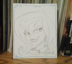 Size: 1142x1026 | Tagged: dead source, safe, artist:andypriceart, imported from derpibooru, princess luna, equestria girls, female, monochrome, solo, traditional art, vice principal luna