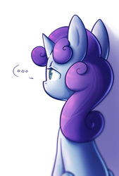 Size: 912x1348 | Tagged: safe, artist:spikedmauler, imported from derpibooru, sweetie belle, pony, unicorn, ..., looking away, sad, simple background, solo, stare, thinking