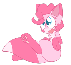 Size: 1280x1174 | Tagged: safe, artist:mr-degration, imported from derpibooru, pinkie pie, fox, chest fluff, cute, female, heart eyes, open mouth, simple background, solo, species swap, transparent background, wingding eyes