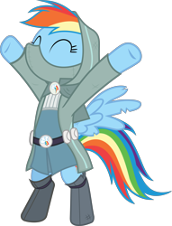 Size: 6477x8498 | Tagged: safe, artist:pink1ejack, imported from derpibooru, rainbow dash, pony, dungeons and discords, absurd resolution, bipedal, clothes, eyes closed, fantasy class, female, rainbow rogue, rogue, roleplaying, simple background, solo, transparent background, vector