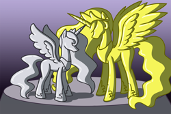 Size: 1500x1000 | Tagged: safe, artist:atomic-chinchilla, imported from derpibooru, princess celestia, princess luna, alicorn, pony pov series, petrification