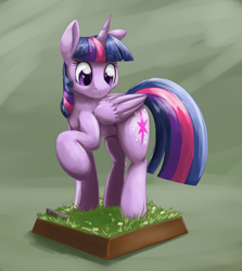 Size: 1729x1937 | Tagged: safe, artist:otakuap, imported from derpibooru, twilight sparkle, alicorn, pony, dirt cube, dungeons and dragons, female, figurine, gaming miniature, grass, looking down, miniature, pedestal, raised hoof, rock, rpg, solo, twilight sparkle (alicorn), warhammer (game), warhammer fantasy